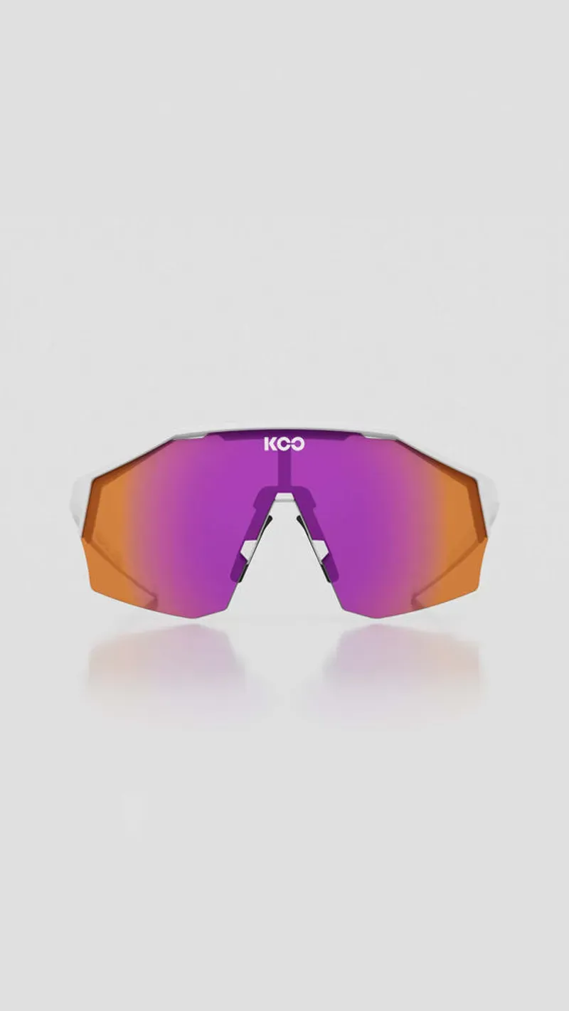 Koo Alibi Matt White Frame Photochromic Fuschia Mirror Lenses-1