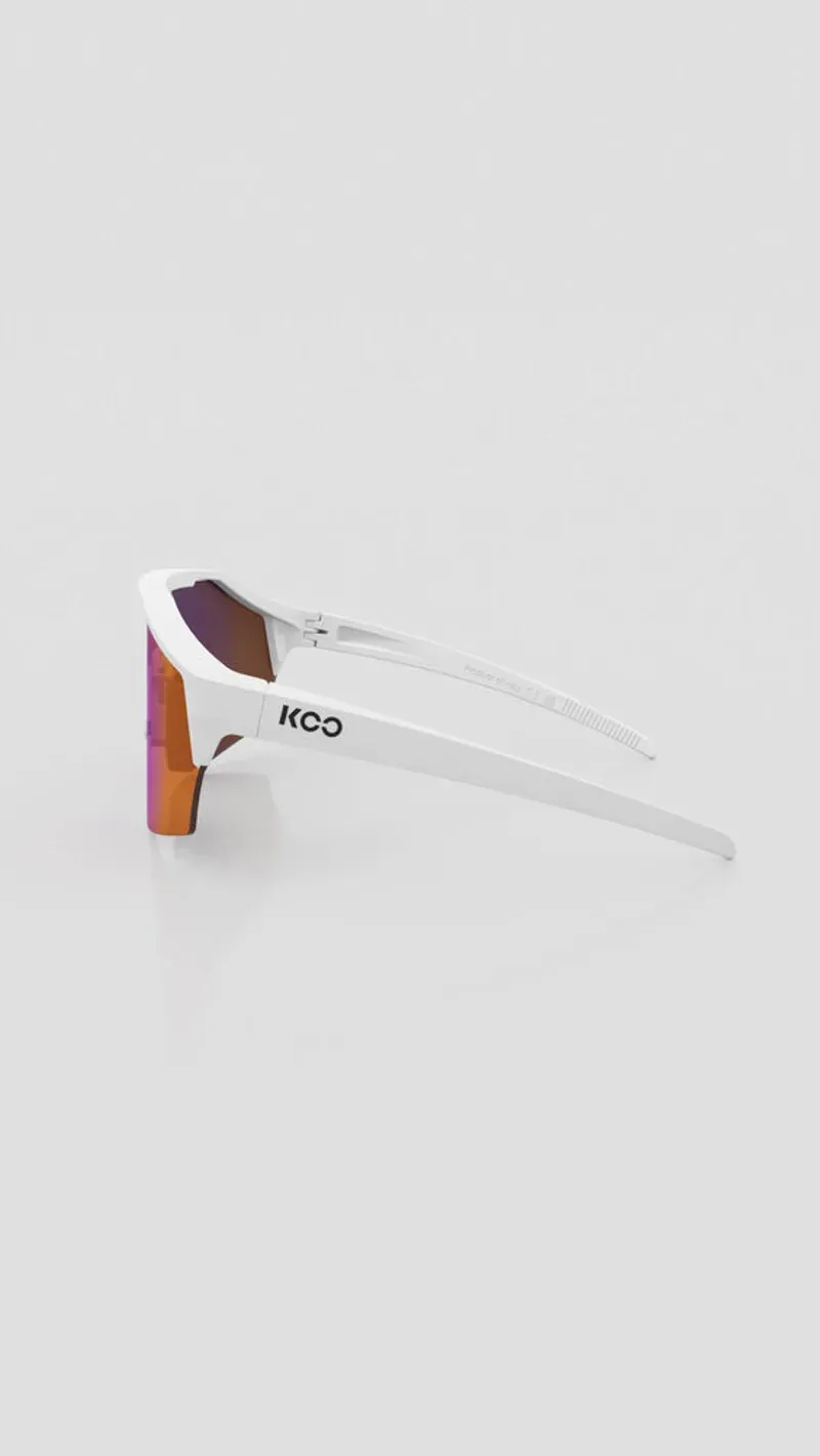 Koo Alibi Matt White Frame Photochromic Fuschia Mirror Lenses-2