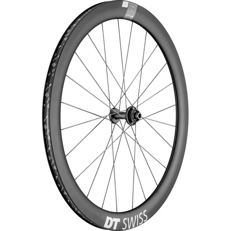 WHEL DT ARC14 50mm DB FR Black front - 50 mm carbon clincher 12 x 100 mm
