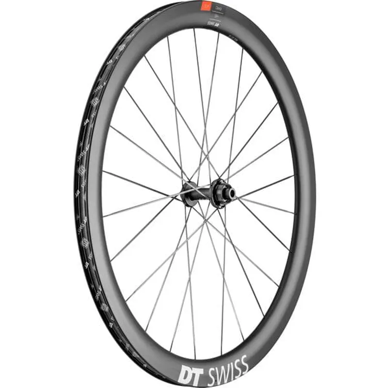 WHEL DT ERC11 45mm C DB FR Black front - 45 mm carbon clincher 12 x 100 mm